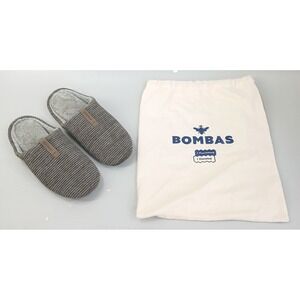 Bombas Sunday Slippers Mens Size 12 Grey Ribbed Knit Fleece Lined w/Bag